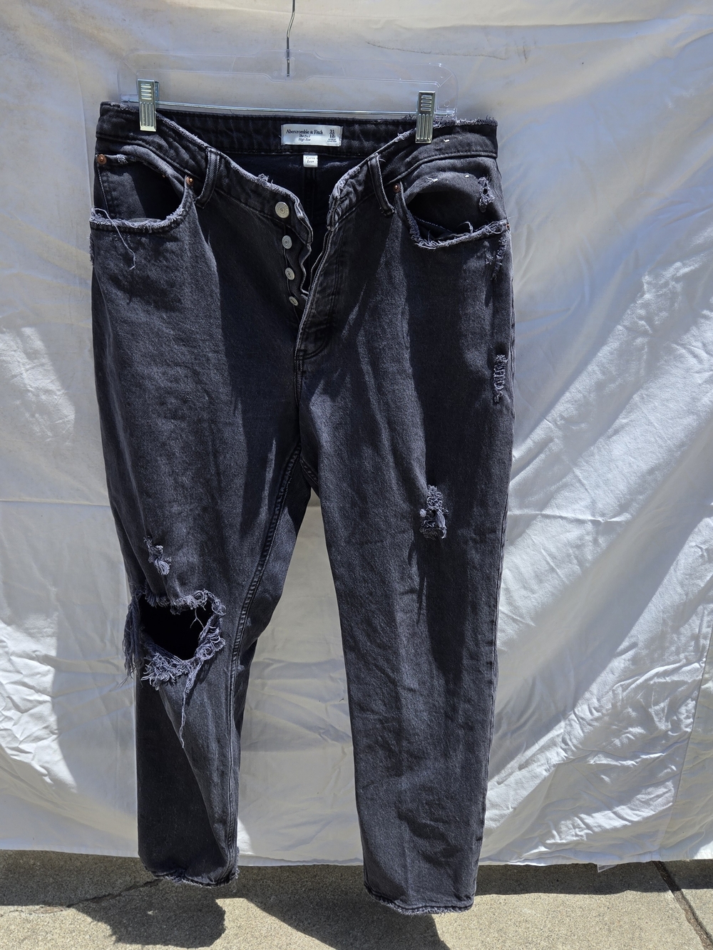 Abercrombie & Fitch Gray Button-Fly High-Rise Jeans